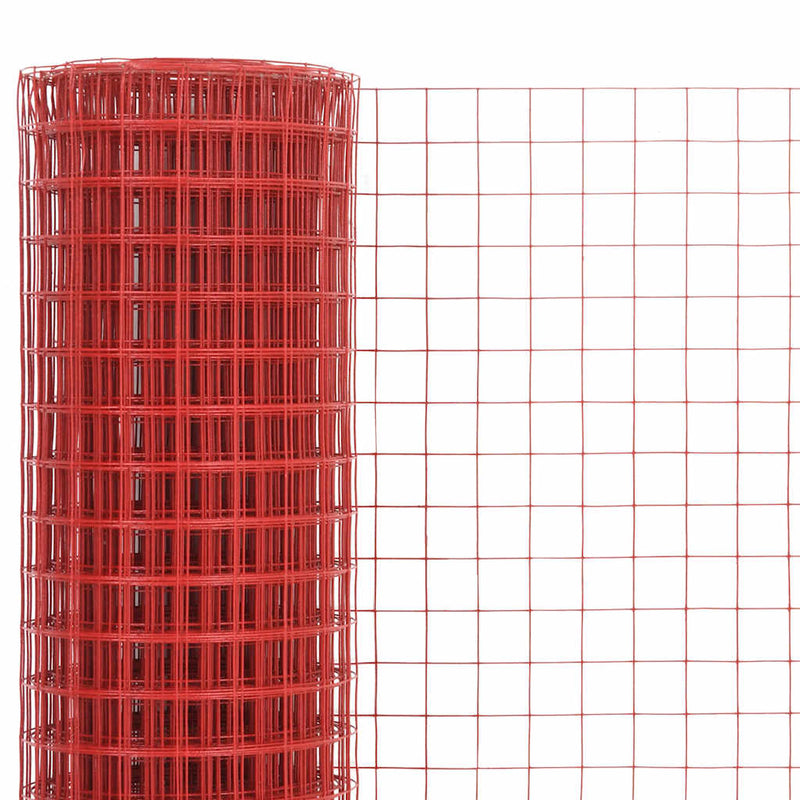 Afbeelding laden in galerijviewer, Vidaxl kippengaas 25x1 m staal met pvc coating rood
