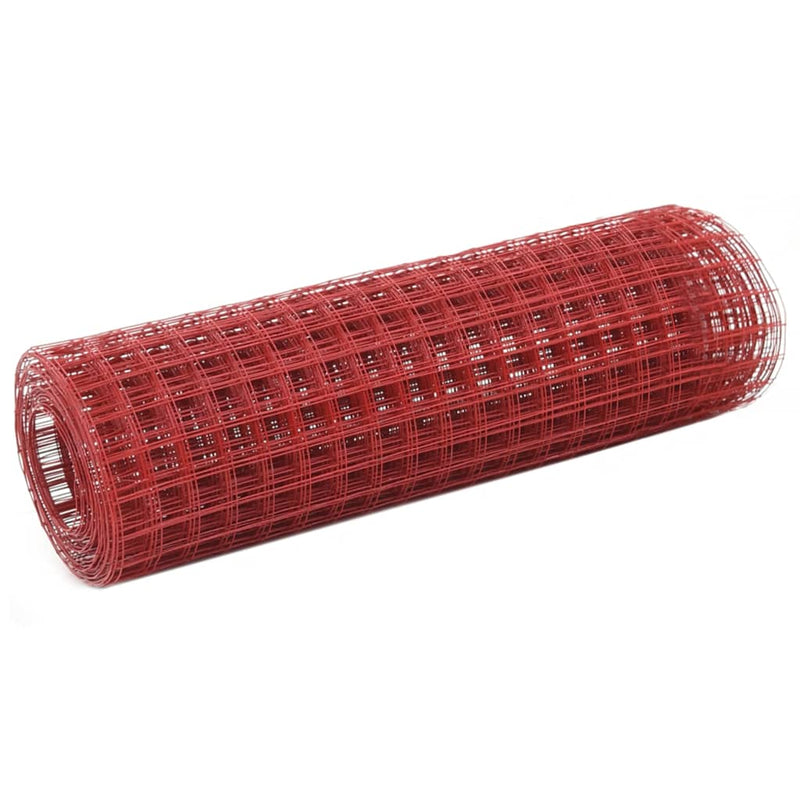 Afbeelding laden in galerijviewer, Vidaxl kippengaas 10x0,5 m staal met pvc coating rood
