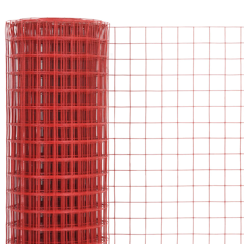 Afbeelding laden in galerijviewer, Vidaxl kippengaas 25x0,5 m staal met pvc coating rood
