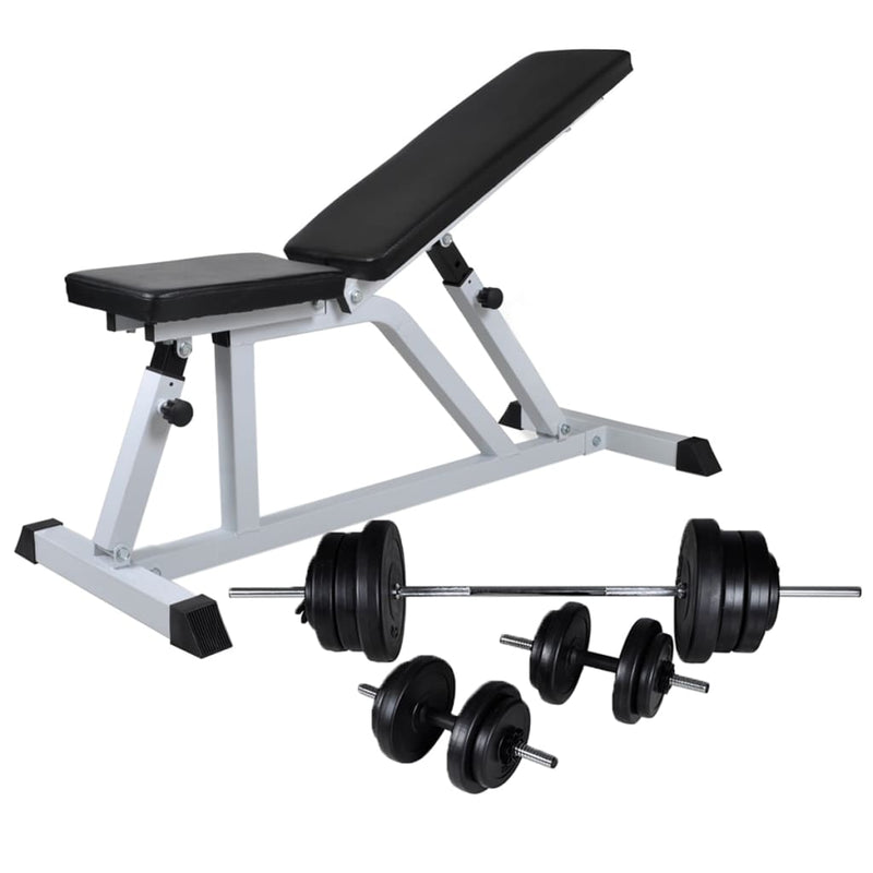 Afbeelding laden in galerijviewer, VidaXL Trainingsbank met halterset 60,5 kg
