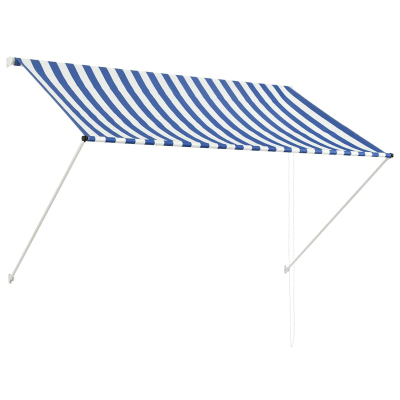 Afbeelding laden in galerijviewer, Vidaxl luifel uittrekbaar 200x150 cm blauw en wit
