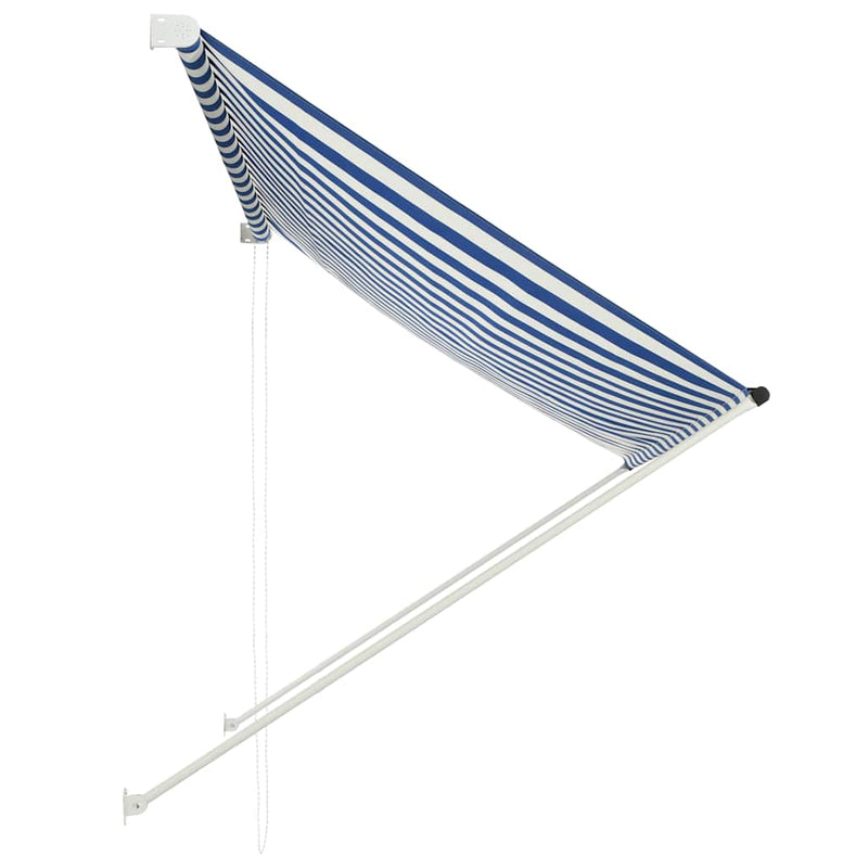 Afbeelding laden in galerijviewer, Vidaxl luifel uittrekbaar 200x150 cm blauw en wit
