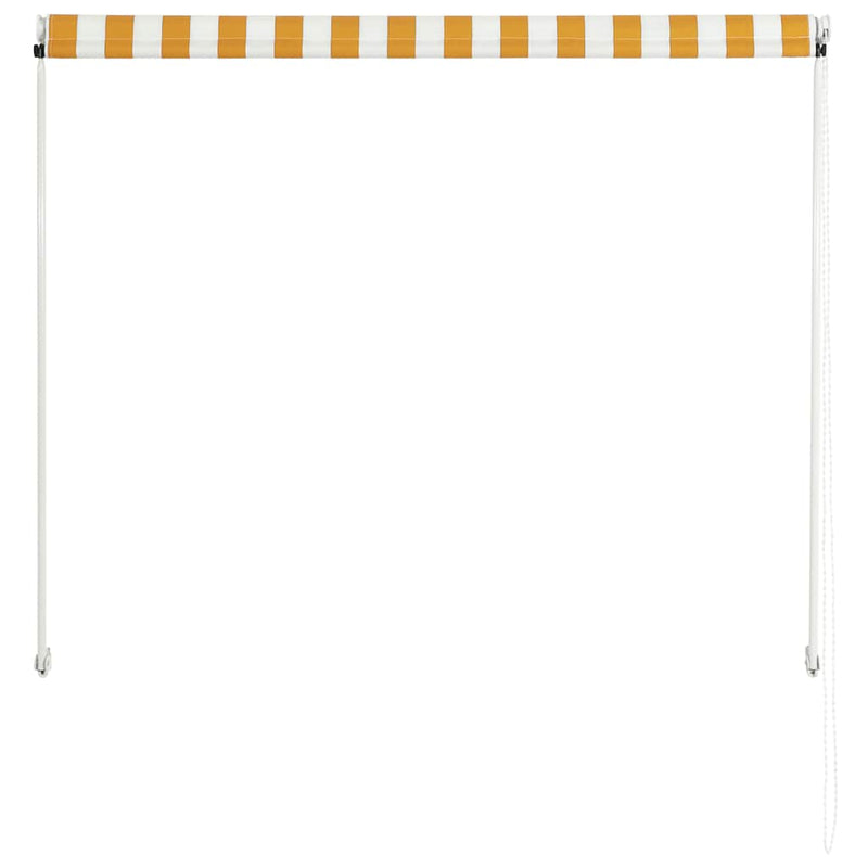 Afbeelding laden in galerijviewer, Vidaxl luifel uittrekbaar 150x150 cm geel en wit
