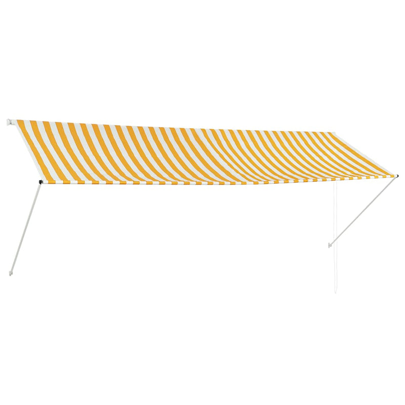 Afbeelding laden in galerijviewer, Vidaxl luifel uittrekbaar 350x150 cm geel en wit

