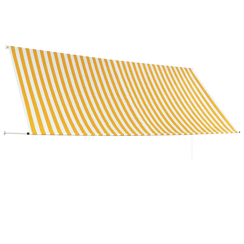 Afbeelding laden in galerijviewer, Vidaxl luifel uittrekbaar 350x150 cm geel en wit
