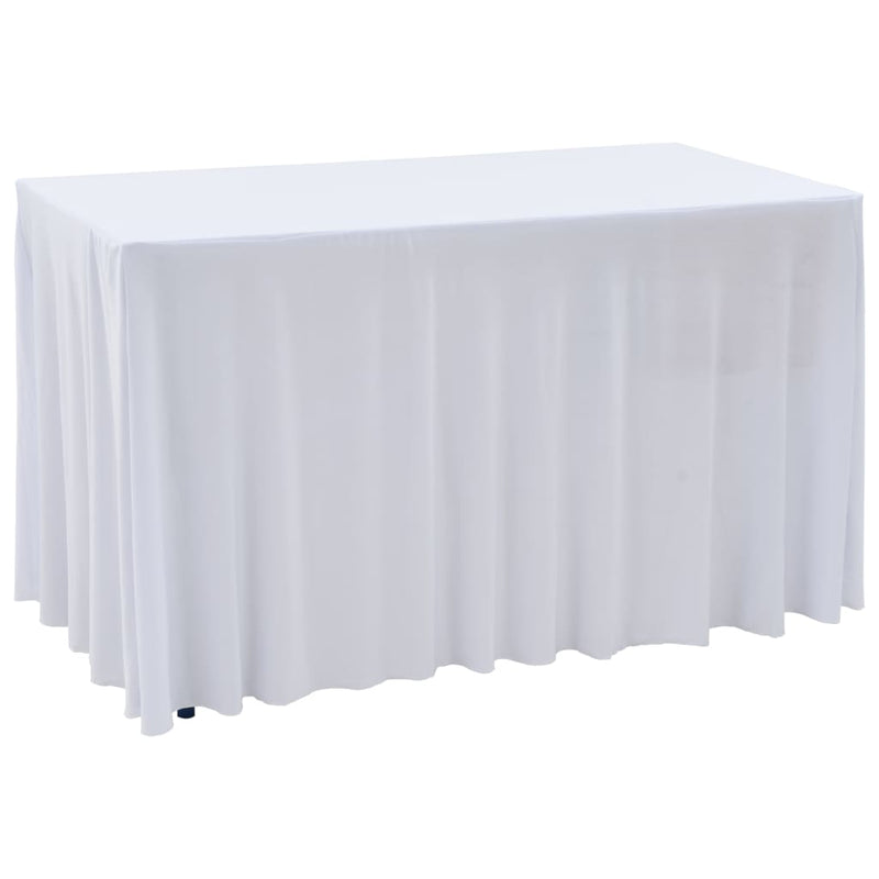 Afbeelding laden in galerijviewer, Vidaxl 2 st tafelhoezen stretch met rok 243x76x74 cm wit
