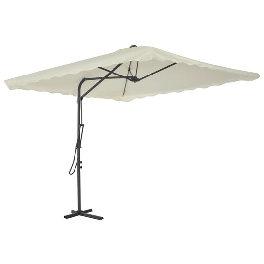 Vidaxl parasol met stalen paal 250x250 cm zandkleurig