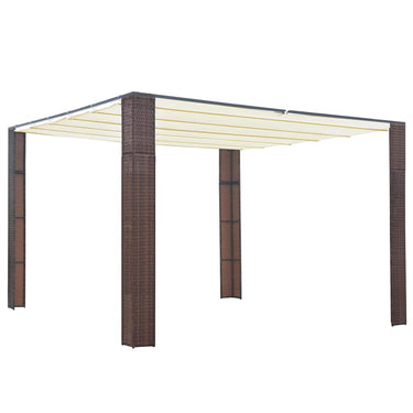 Vidaxl prieel met dak 300x300x220 cm poly rattan bruin en crème