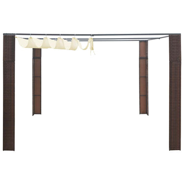 Vidaxl prieel met dak 300x300x220 cm poly rattan bruin en crème