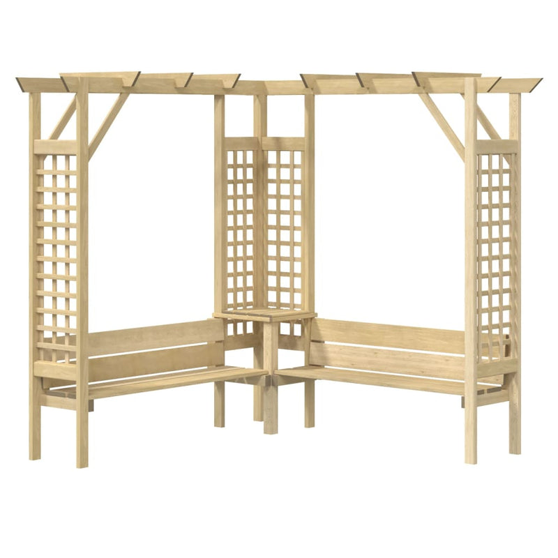 Afbeelding laden in galerijviewer, VidaXL Hoekpergola met bank geïmpregneerd grenenhout
