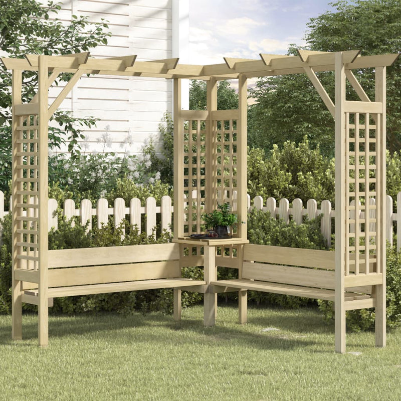 Afbeelding laden in galerijviewer, VidaXL Hoekpergola met bank geïmpregneerd grenenhout

