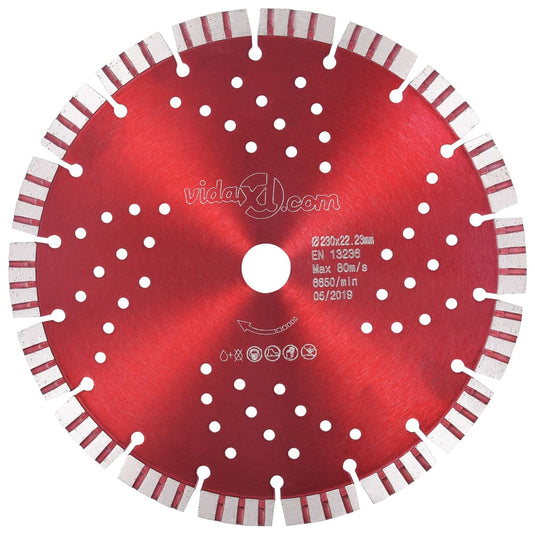 VidaXL Diamantzaagblad met turbo en gaten 230 mm staal