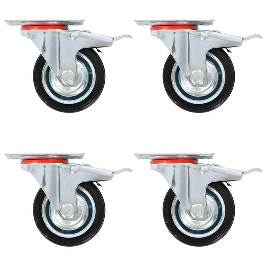 Vidaxl zwenkwielen met dubbele remmen 4 st 75 mm