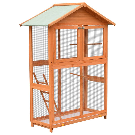 Vidaxl vogelkooi 125,5x59,5x164 cm massief grenen- en vurenhout