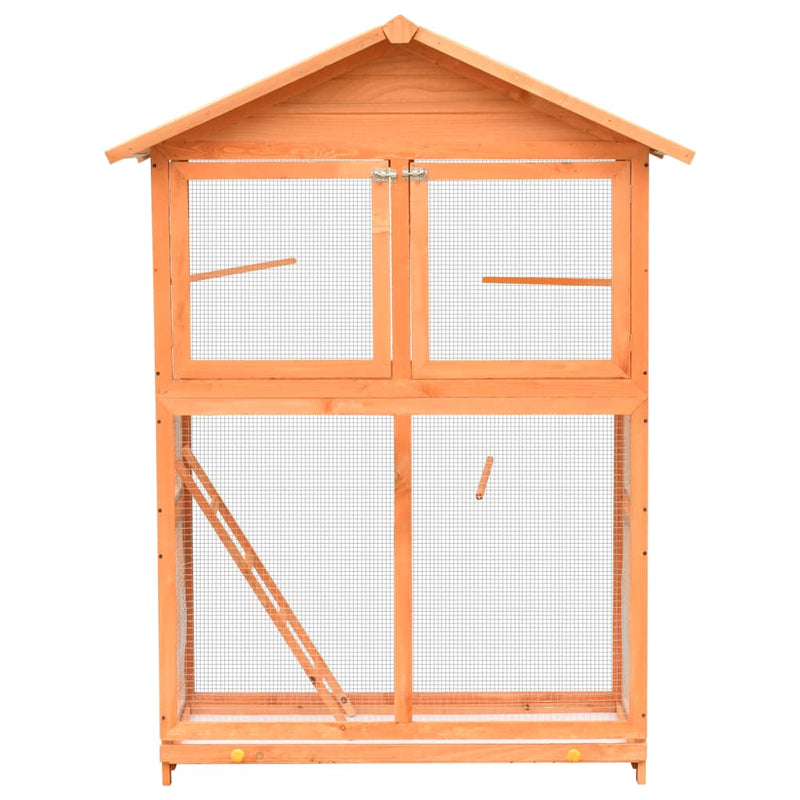 Afbeelding laden in galerijviewer, Vidaxl vogelkooi 125,5x59,5x164 cm massief grenen- en vurenhout
