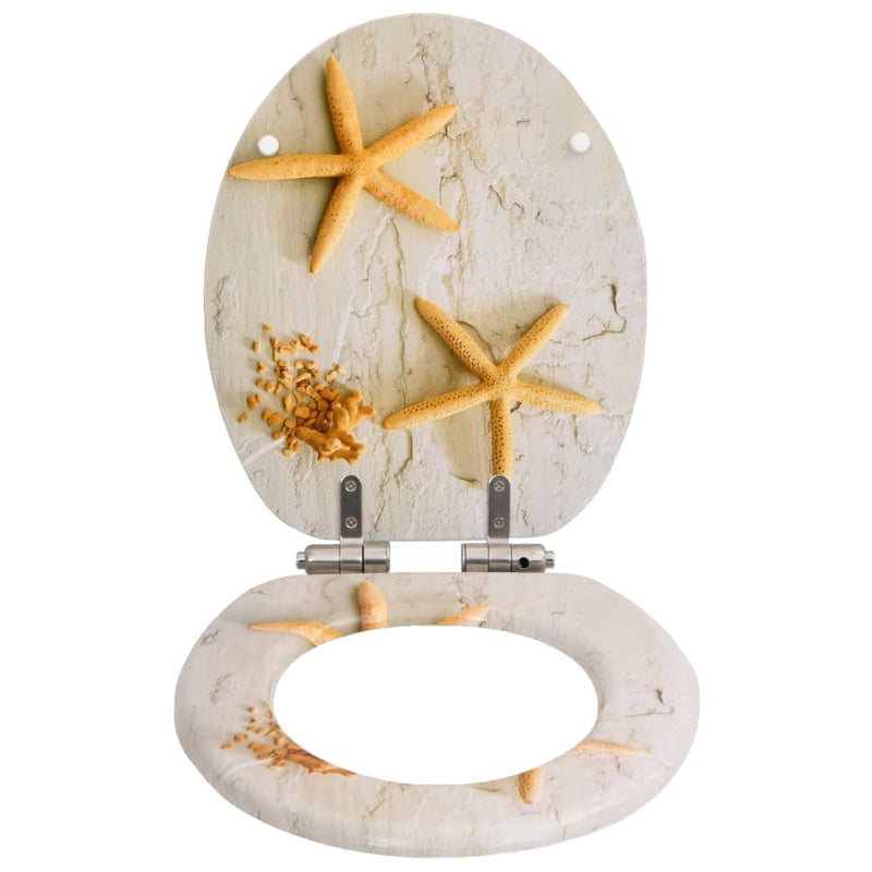 Afbeelding laden in galerijviewer, Vidaxl toiletbril met soft-close deksel zeester mdf
