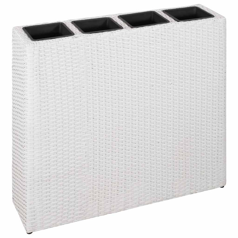 Afbeelding laden in galerijviewer, Vidaxl plantenbak verhoogd met 4 potten poly rattan wit
