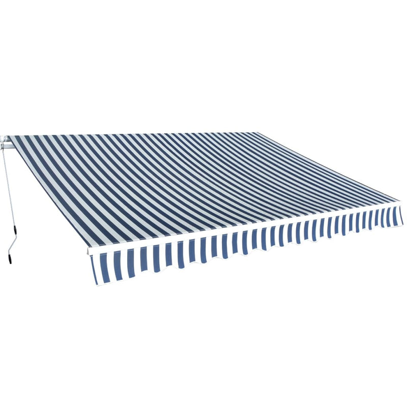 Afbeelding laden in galerijviewer, Vidaxl luifel handmatig uittrekbaar 350 cm blauw wit
