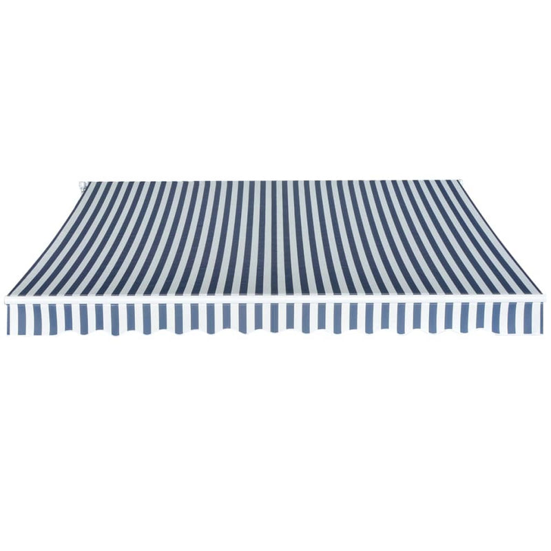 Afbeelding laden in galerijviewer, Vidaxl luifel handmatig uittrekbaar 350 cm blauw wit
