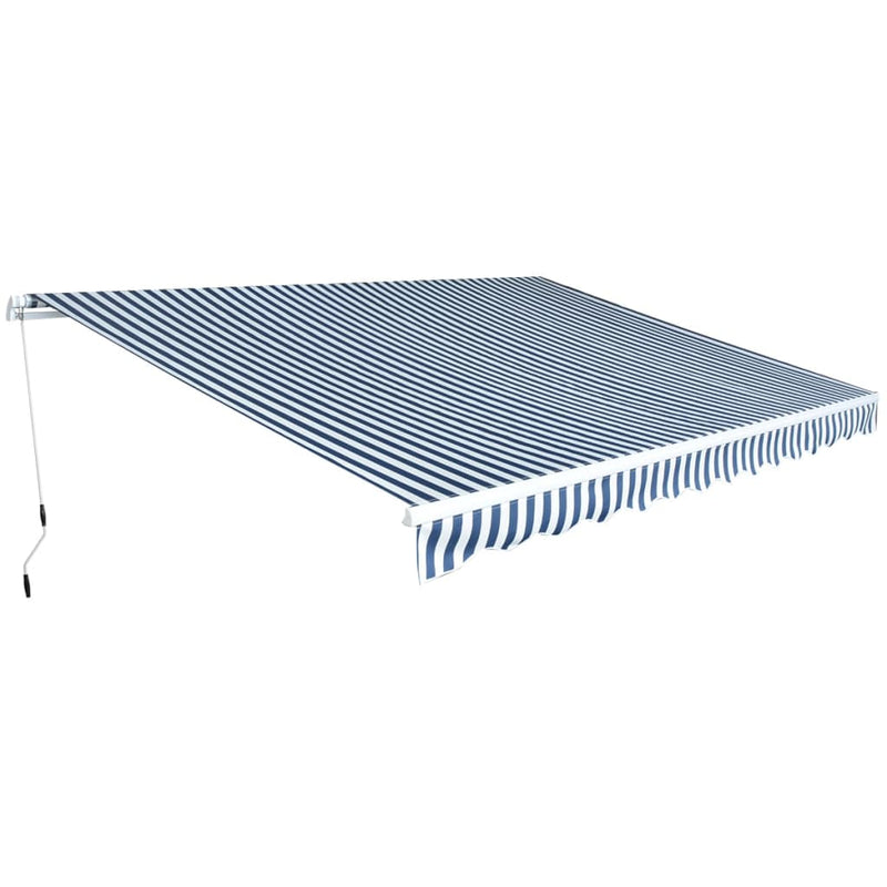 Afbeelding laden in galerijviewer, VidaXL Luifel handmatig uittrekbaar 450 cm blauw wit
