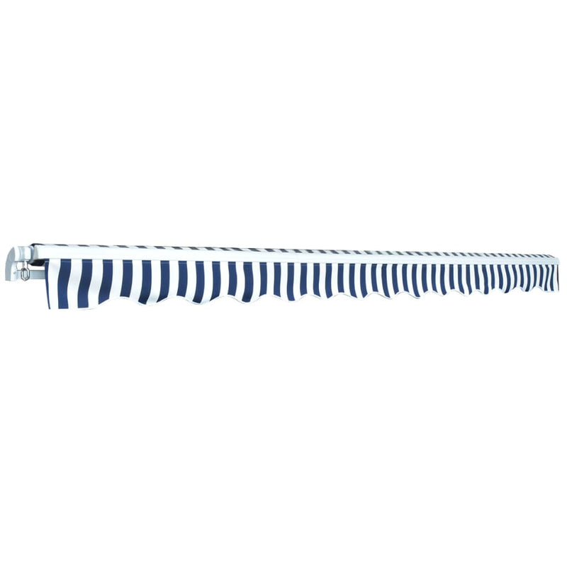 Afbeelding laden in galerijviewer, VidaXL Luifel handmatig uittrekbaar 450 cm blauw wit
