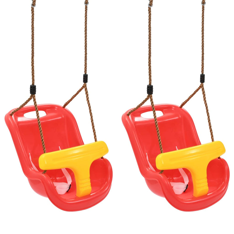 Afbeelding laden in galerijviewer, VidaXL Babyschommels 2 st met veiligheidsgordel PP rood
