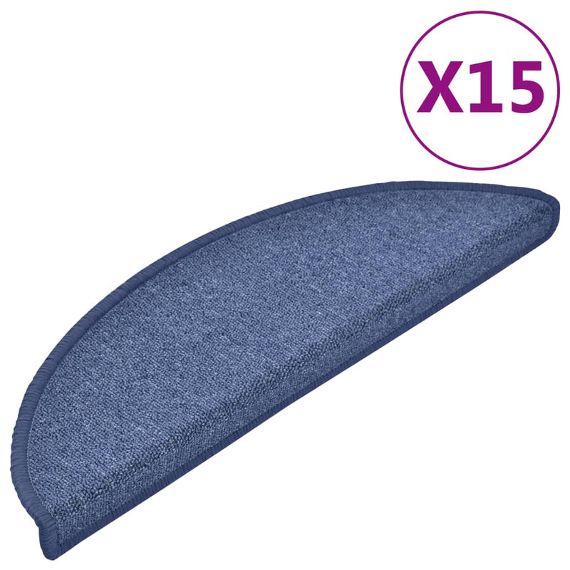 Afbeelding laden in galerijviewer, Vidaxl trapmatten 15 st 56x17x3 cm blauw halfrond
