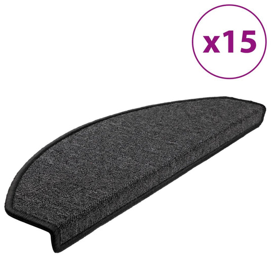 Vidaxl trapmatten 15 st 65x24x4 cm antraciet halfrond groot