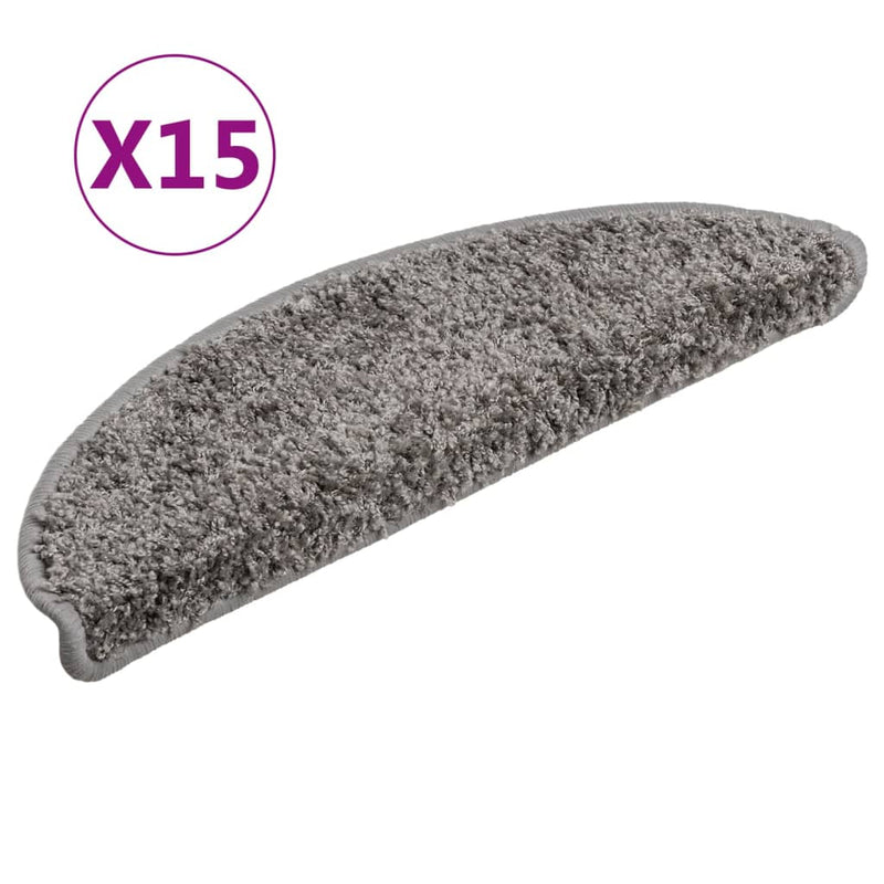 Afbeelding laden in galerijviewer, Vidaxl trapmatten 15 st 56x17x3 cm grijs halfrond
