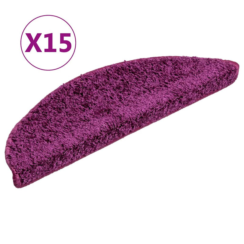 Afbeelding laden in galerijviewer, Vidaxl trapmatten 15 st 56x17x3 cm violet halfrond
