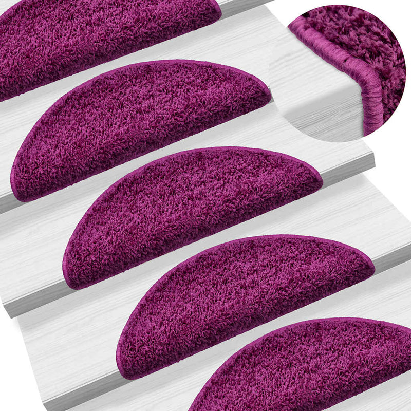 Afbeelding laden in galerijviewer, Vidaxl trapmatten 15 st 56x17x3 cm violet halfrond
