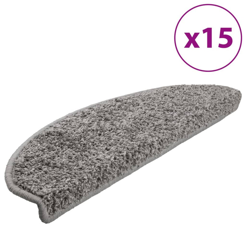 Afbeelding laden in galerijviewer, Vidaxl trapmatten 15 st 65x21x4 cm grijs halfrond groot
