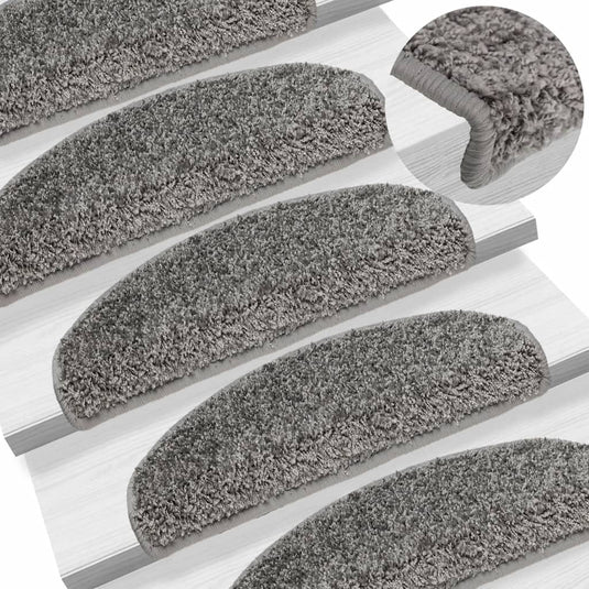 Vidaxl trapmatten 15 st 65x21x4 cm grijs halfrond groot