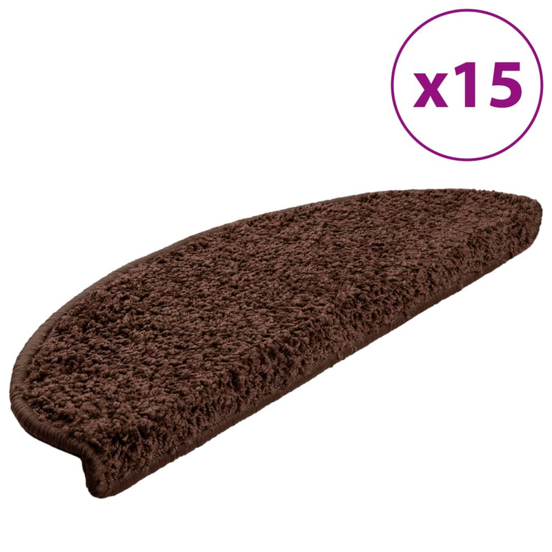 Afbeelding laden in galerijviewer, Vidaxl trapmatten 15 st 65x21x4 cm bruin halfrond groot
