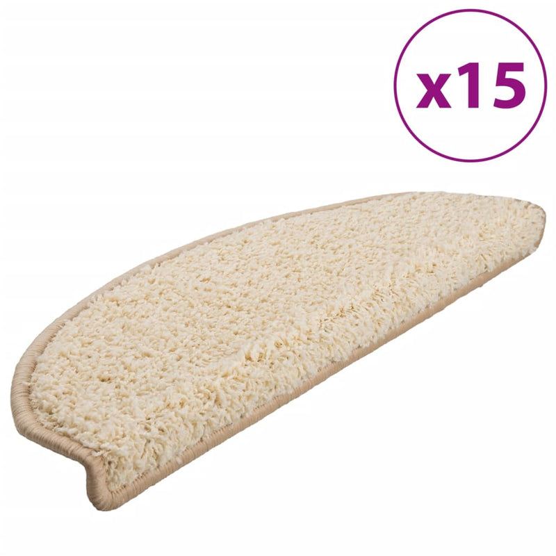 Afbeelding laden in galerijviewer, Vidaxl trapmatten 15 st 65x21x4 cm crème halfrond groot
