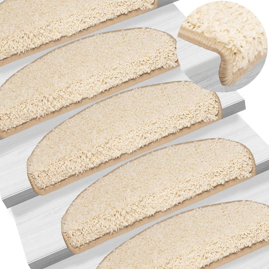 Vidaxl trapmatten 15 st 65x21x4 cm crème halfrond groot