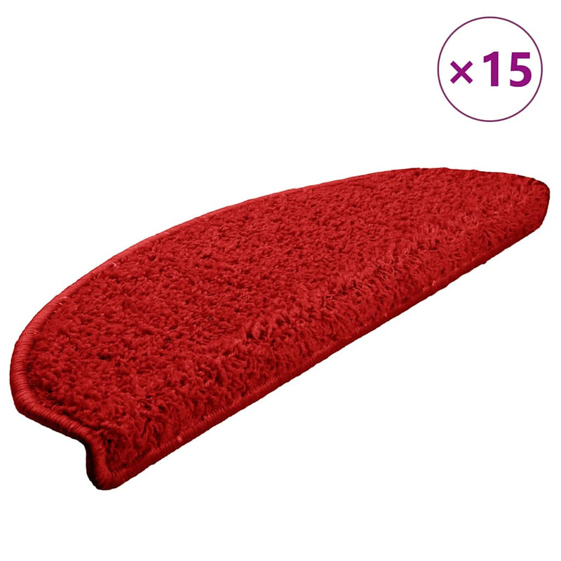 Afbeelding laden in galerijviewer, Vidaxl trapmatten 15 st 65x21x4 cm rood halfrond groot
