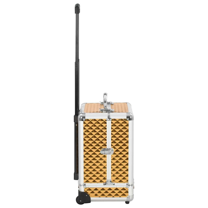 Afbeelding laden in galerijviewer, Vidaxl make-up trolley 35x29x45 cm aluminium goudkleurig
