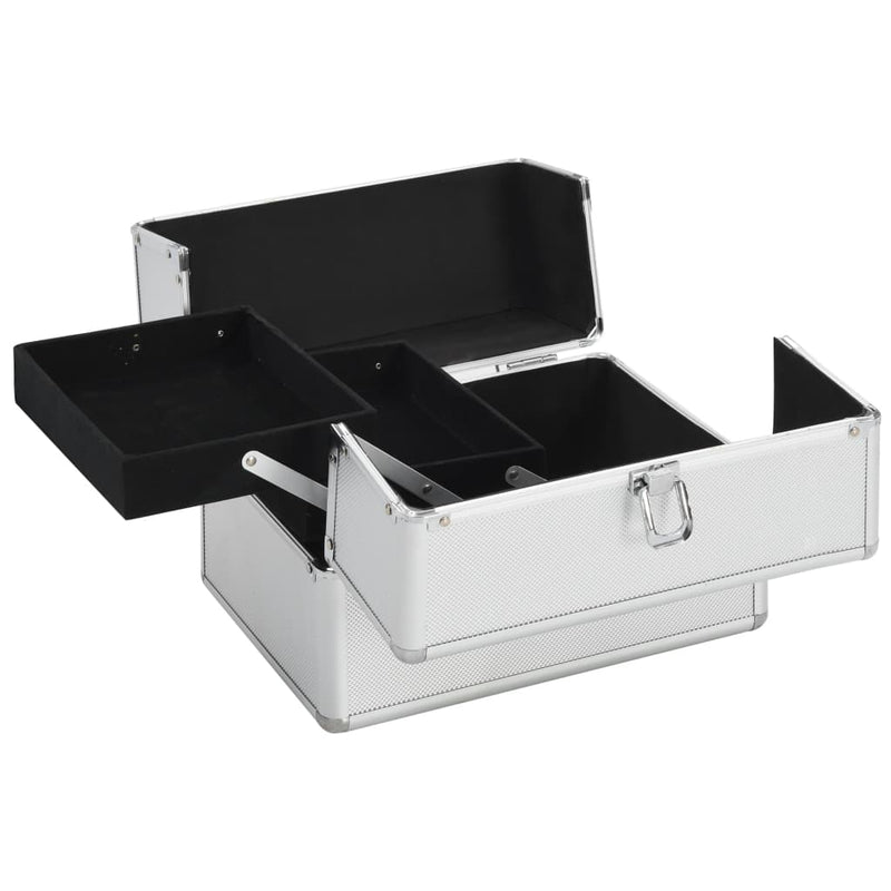 Afbeelding laden in galerijviewer, Vidaxl make-up koffer 22x30x21 cm aluminium zilverkleurig
