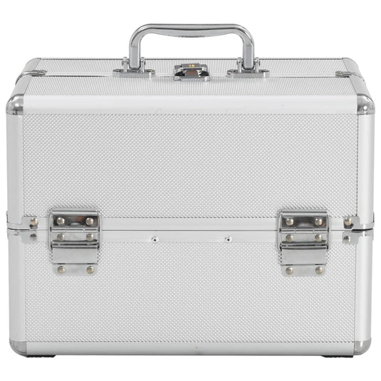 Vidaxl make-up koffer 22x30x21 cm aluminium zilverkleurig