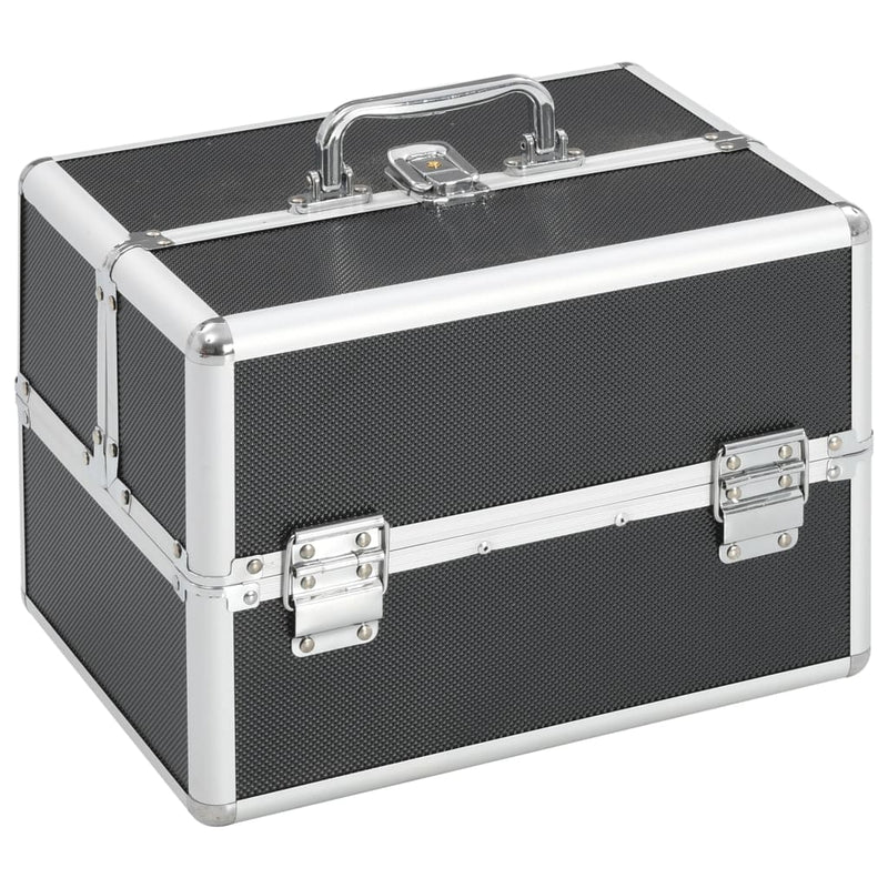 Afbeelding laden in galerijviewer, Vidaxl make-up koffer 22x30x21 cm aluminium zwart
