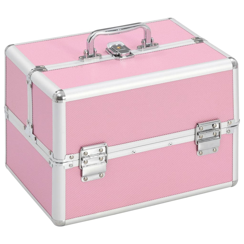 Afbeelding laden in galerijviewer, Vidaxl make-up koffer 22x30x21 cm aluminium roze
