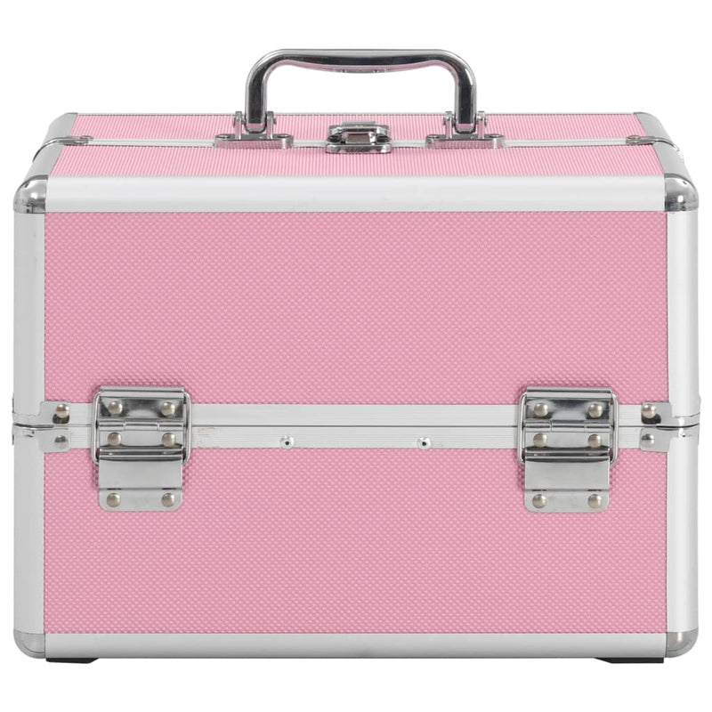 Afbeelding laden in galerijviewer, Vidaxl make-up koffer 22x30x21 cm aluminium roze
