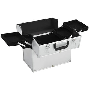 Vidaxl make-up koffer 38x23x34 cm aluminium zilverkleurig