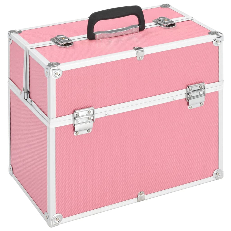 Afbeelding laden in galerijviewer, Vidaxl make-up koffer 38x23x34 cm aluminium roze
