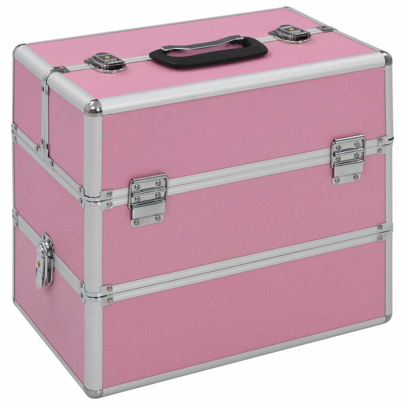 Afbeelding laden in galerijviewer, Vidaxl make-up koffer 37x24x35 cm aluminium roze
