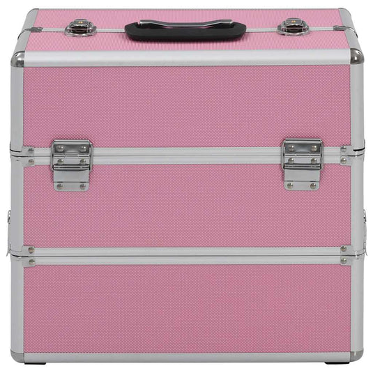 Vidaxl make-up koffer 37x24x35 cm aluminium roze