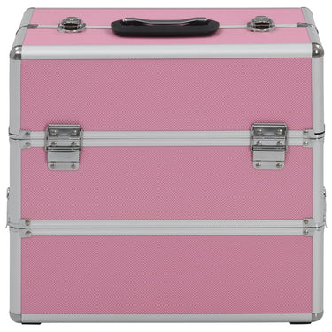 Vidaxl make-up koffer 37x24x35 cm aluminium roze