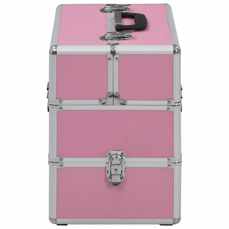 Afbeelding laden in galerijviewer, Vidaxl make-up koffer 37x24x35 cm aluminium roze
