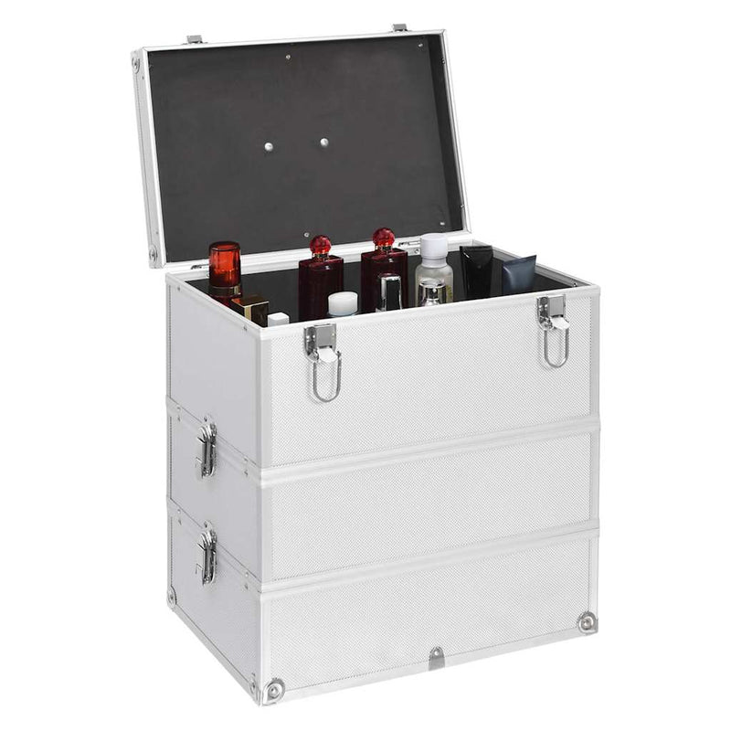 Afbeelding laden in galerijviewer, Vidaxl make-up koffer 37x24x40 cm aluminium zilverkleurig
